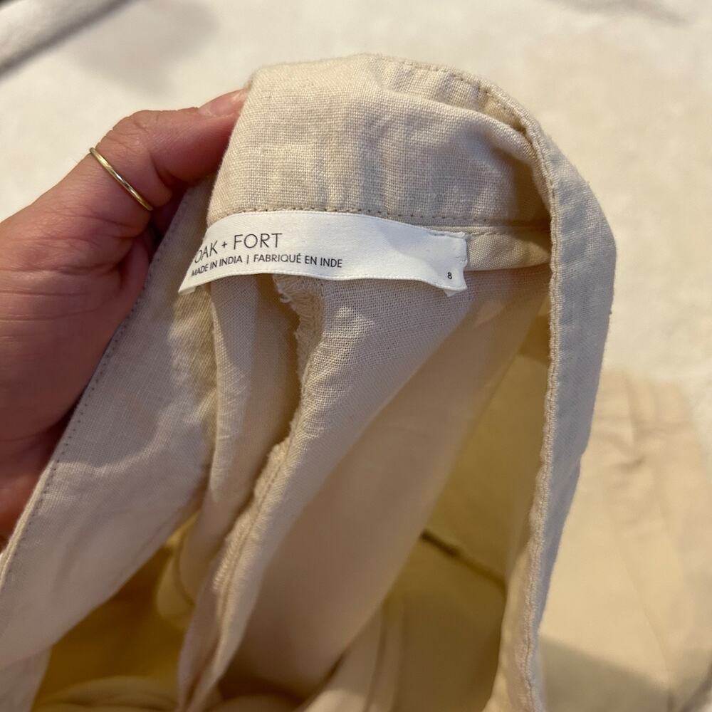 Oak + Fort Womens Sz 8 Beige Cotton Linen Slide Pockets Pants Cottage Core Soft - Picture 7 of 7